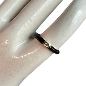 NWT Black & Gold Swarovski Enamel Ring, Size 8